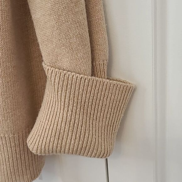 PAIGE Raundi Wool-Blend Cold-Shoulder Sweater Camel Size XL - Picture 4 of 13